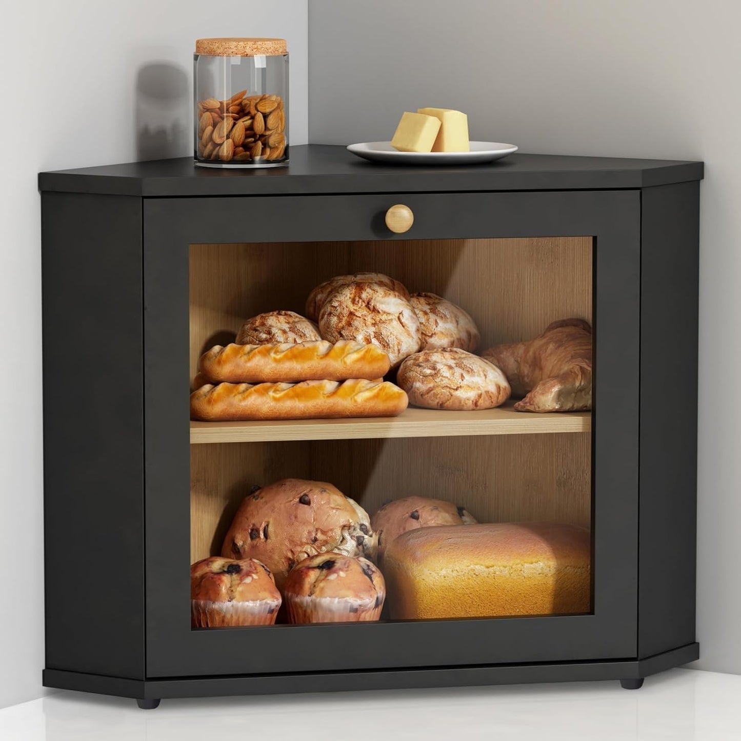Corner Bread Box for Kitchen Countertop - Stylish Storage Solution