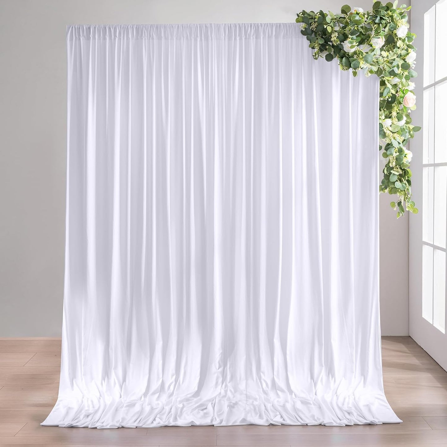 Wrinkle-Free White Backdrop Curtains - 10x10ft Nobed HHT