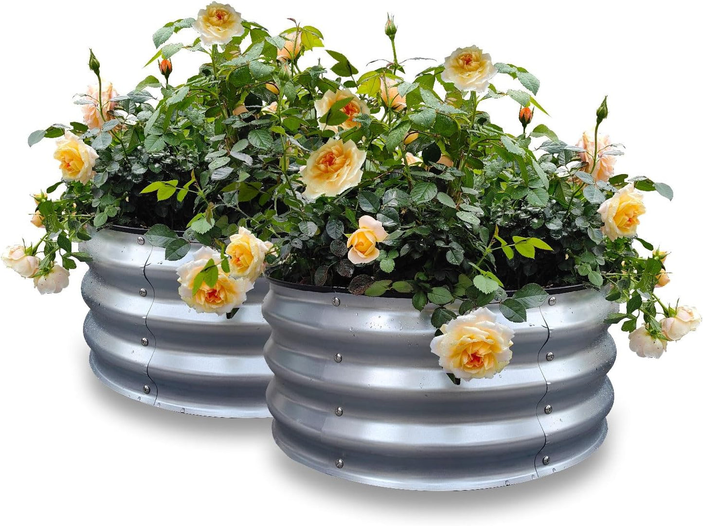 GARDMAX 2 Pack Galvanized Round Raised Garden Bed Kit for Plants