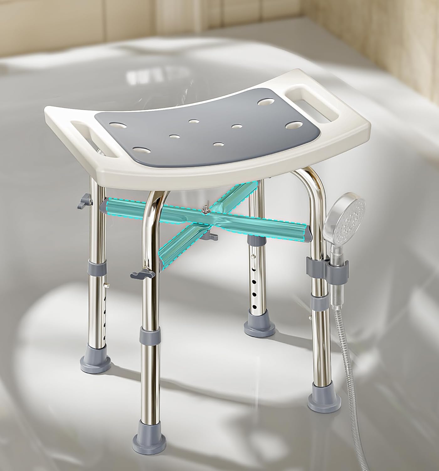 Heavy-Duty Adjustable Shower Chair for Elderly & Disabled
