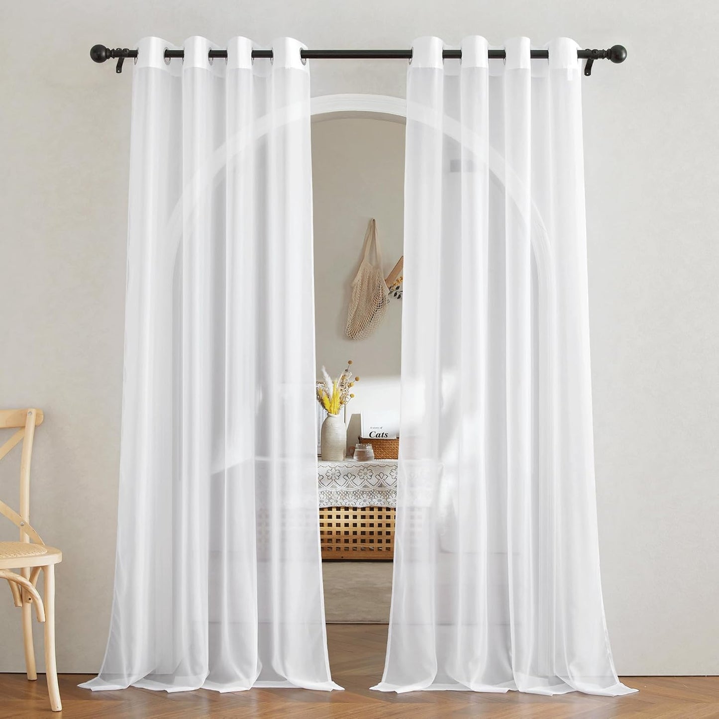NICETOWN White Sheer Curtains - Elegant Light Filtering