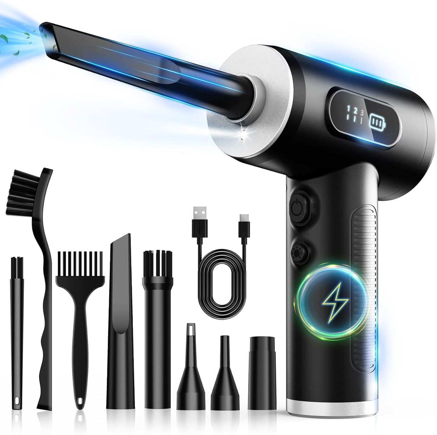 Compressed Air Duster with 100000RPM Adjustable Airflow