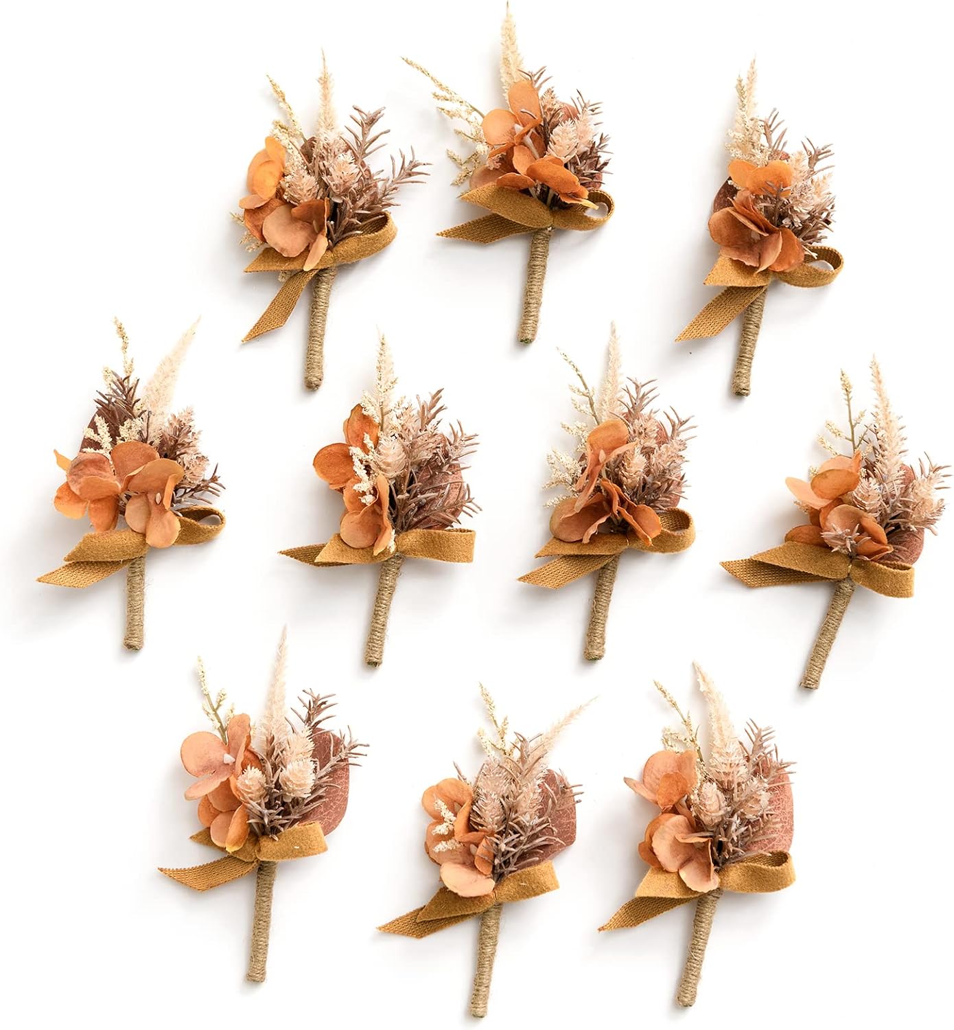 Ling's Moment Boutonniere for Men - 10pcs Rustic Wedding Decor