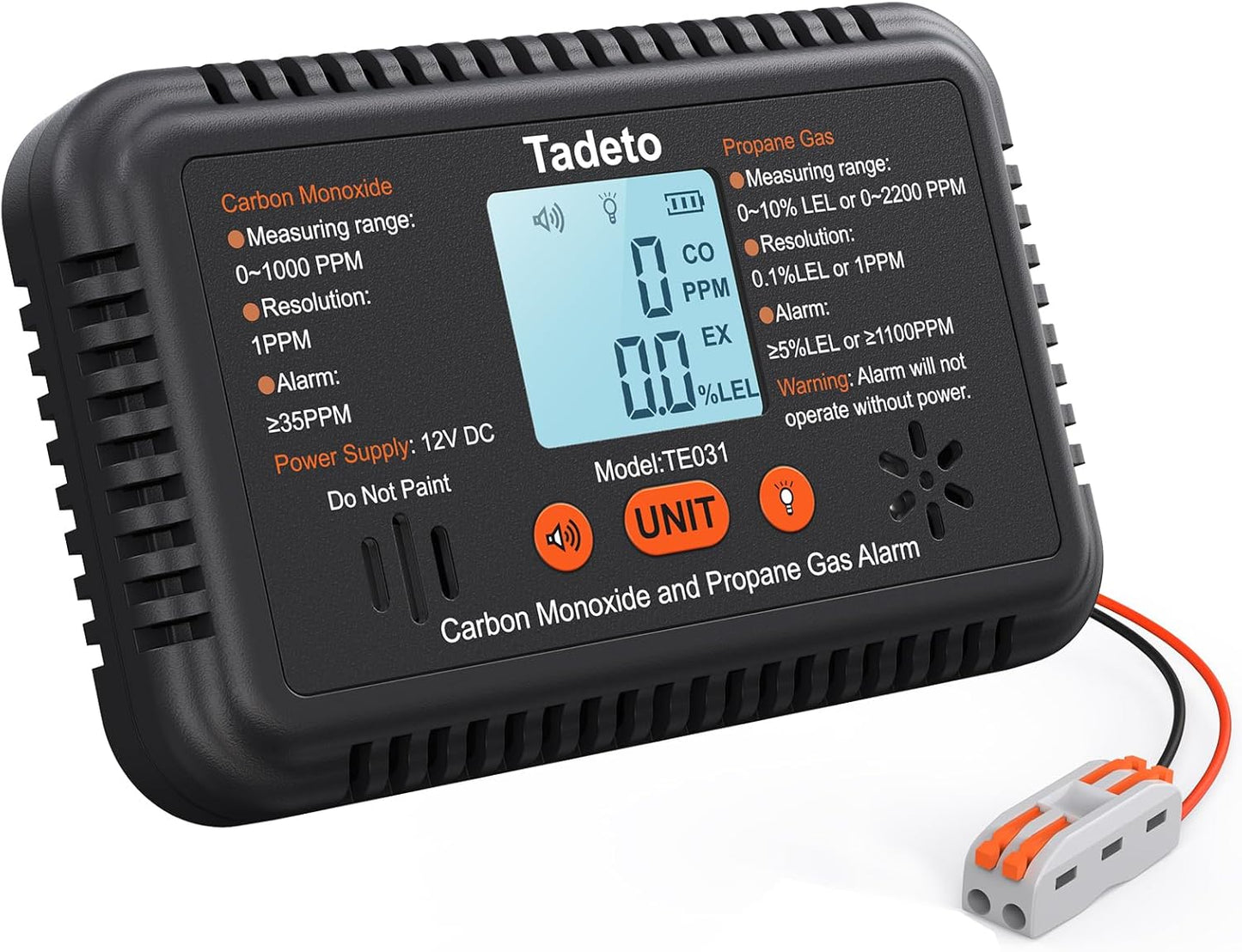 Tadeto RV Carbon Monoxide and Propane Gas Alarm for Safety