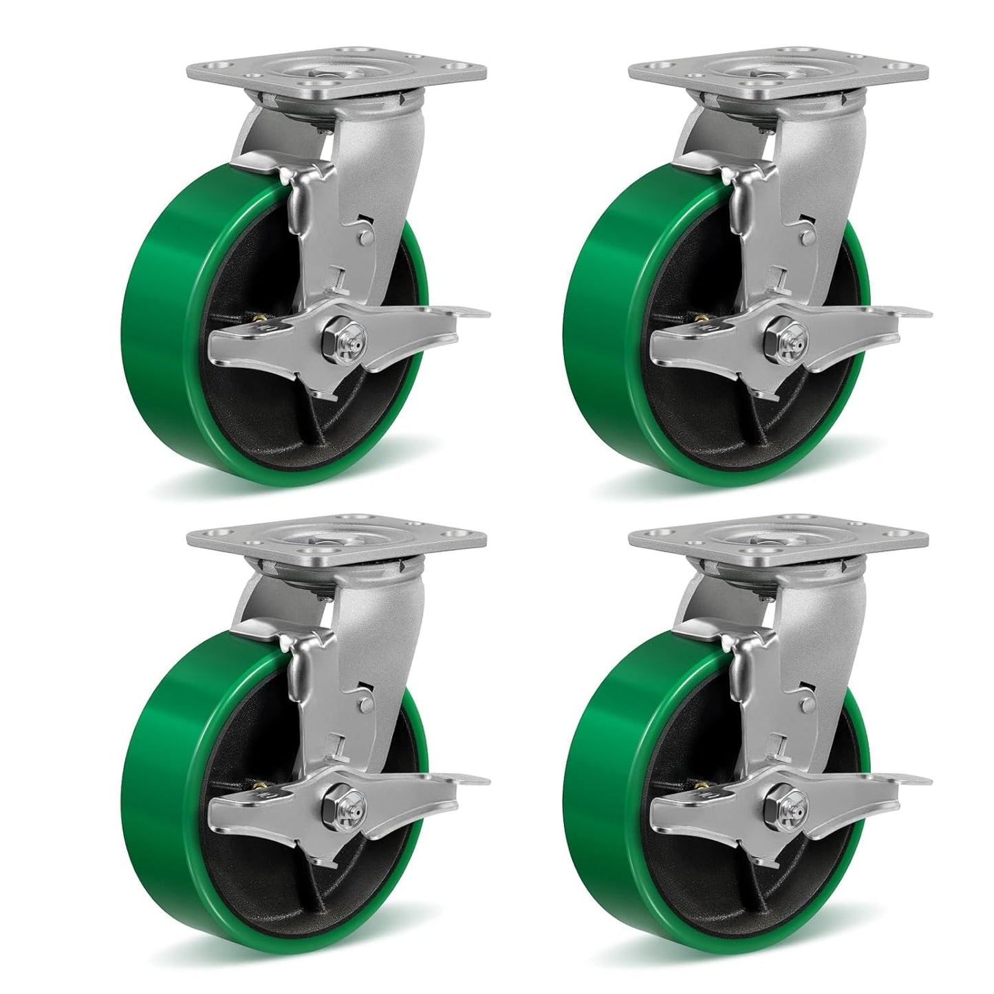 6 Inch Heavy Duty Caster Wheels for Industrial Use - 4800lbs Load