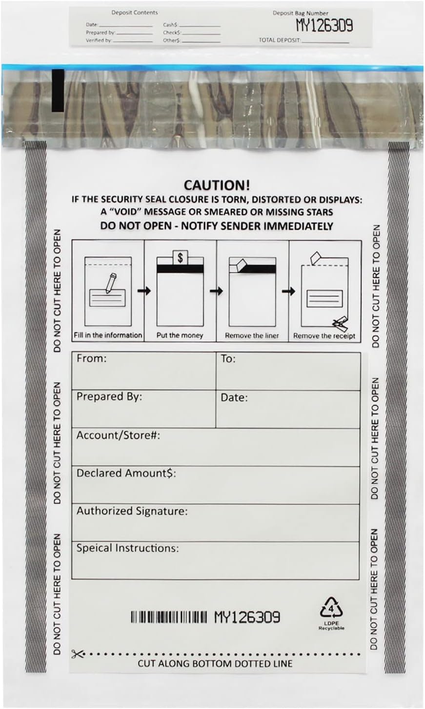 500 Pack 6x9 Clear Deposit Bags for Secure Cash Handling