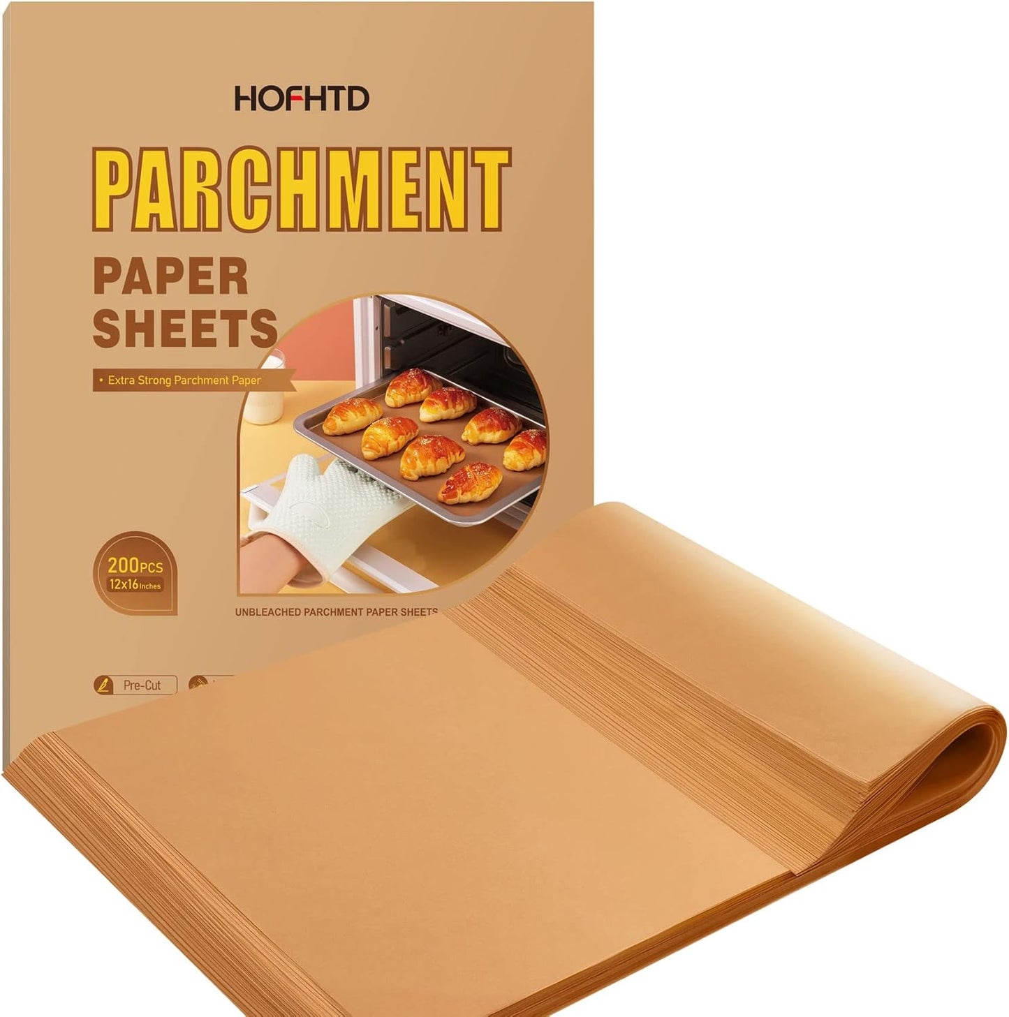 200 Non-Stick Parchment Sheets for Versatile Cooking by HOFHTD