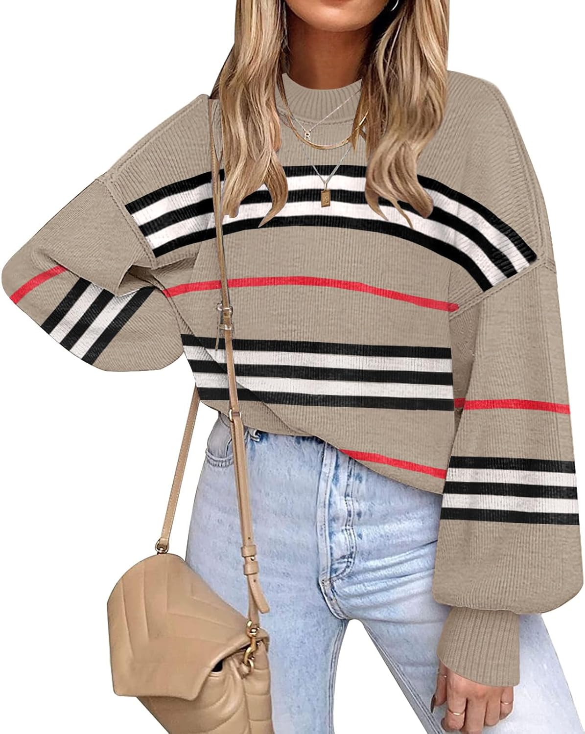 ETCYY Womens Sweaters Fall 2025 Batwing Long Sleeve Knit Tops