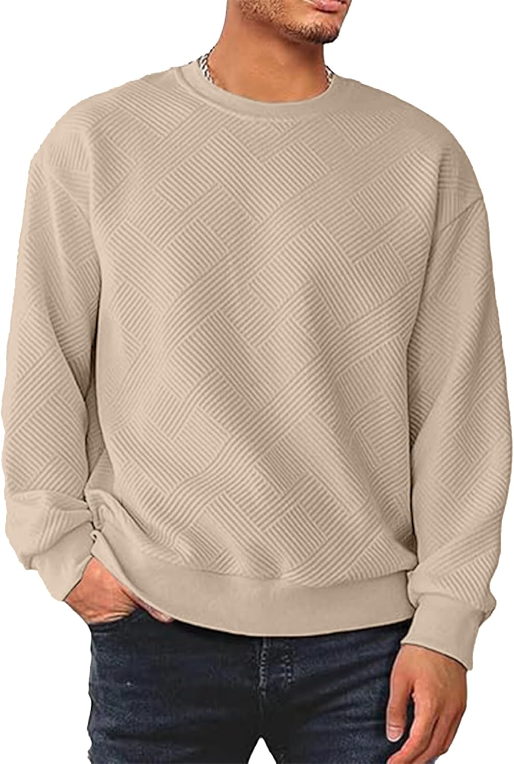 HOTake Geometric Texture Sweatshirt