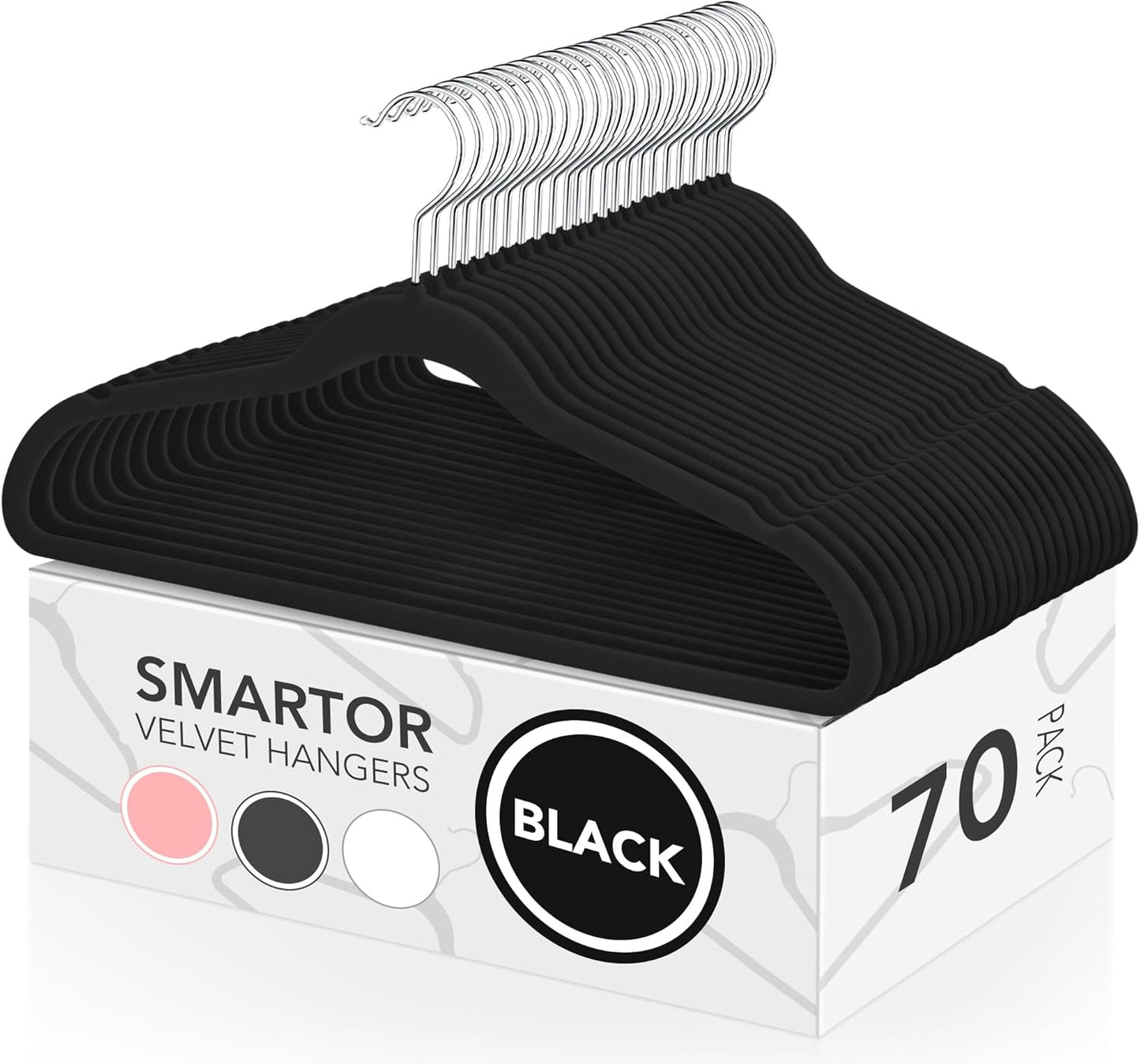Smartor Velvet Hangers 70 Pack for Heavy Duty Clothes Storage
