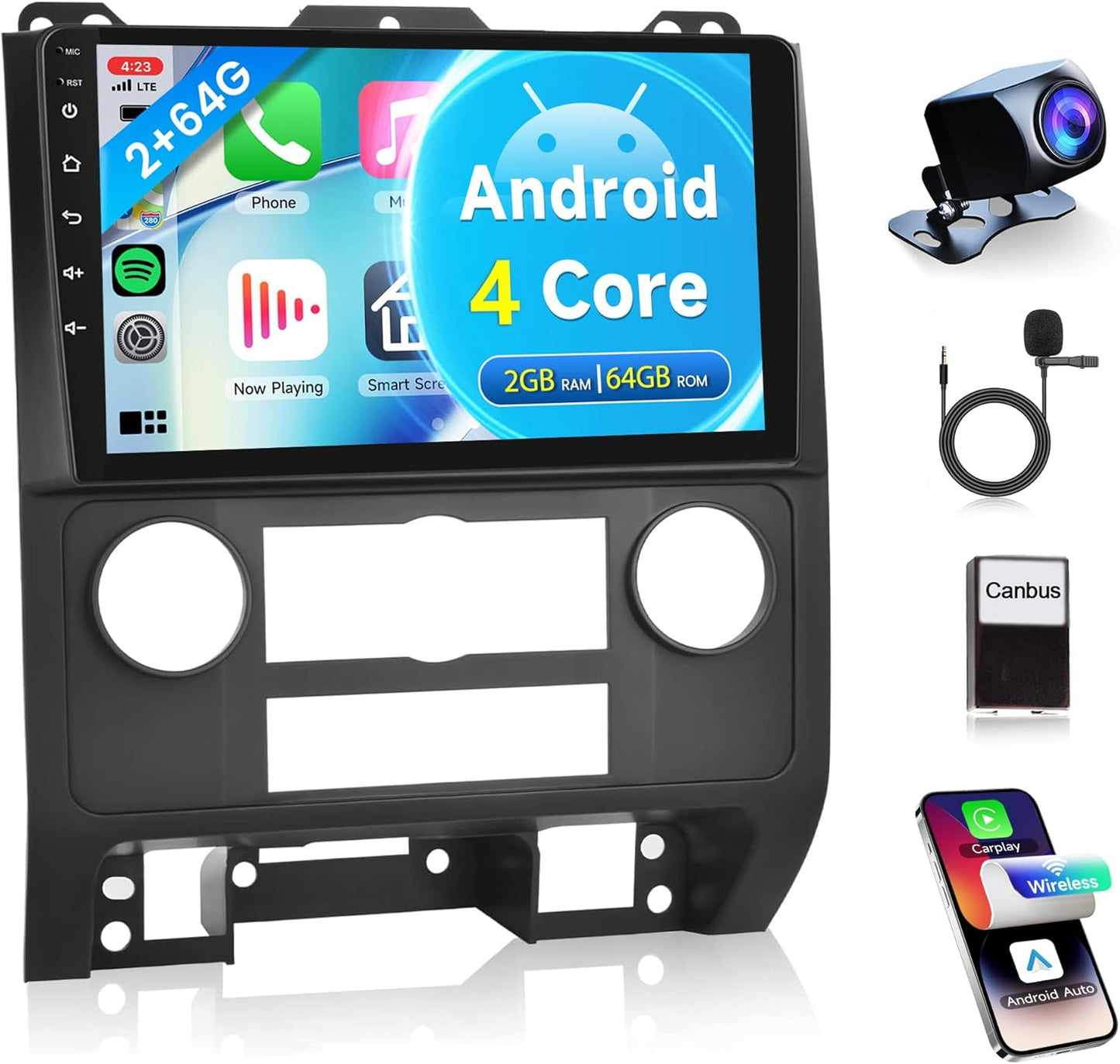 4Core 2G+64G Android 13 Car Radio for Ford Escape & Mazda