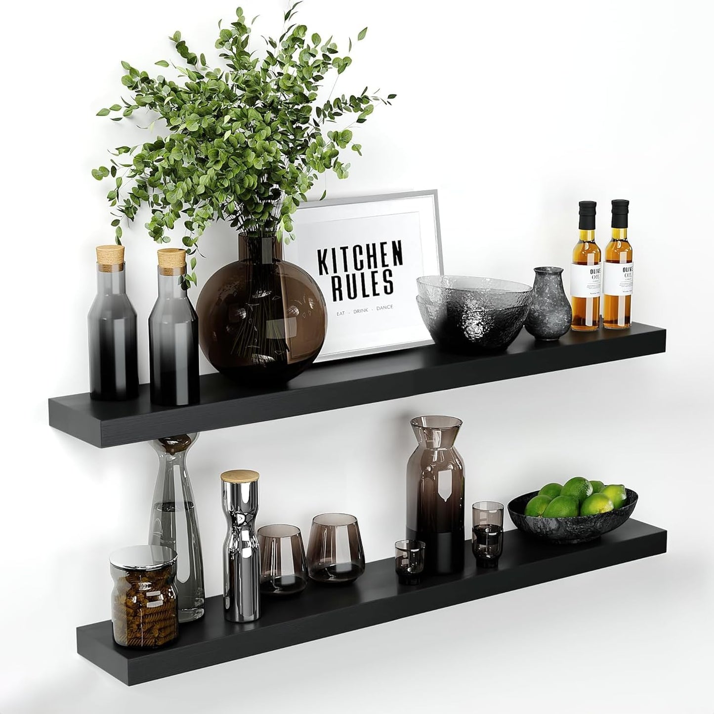 Homeforia Floating Black Shelf 42in for Elegant Wall Decor