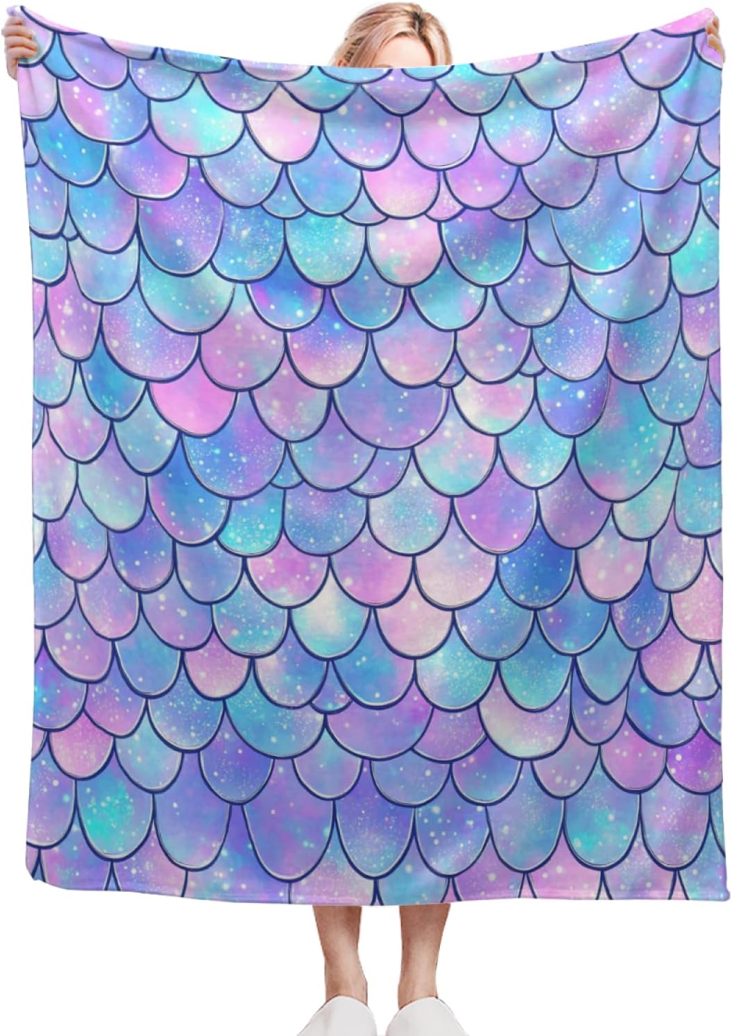 Soft Mermaid Scales Throw Blanket 50x60 - Cozy Flannel for Living Room!