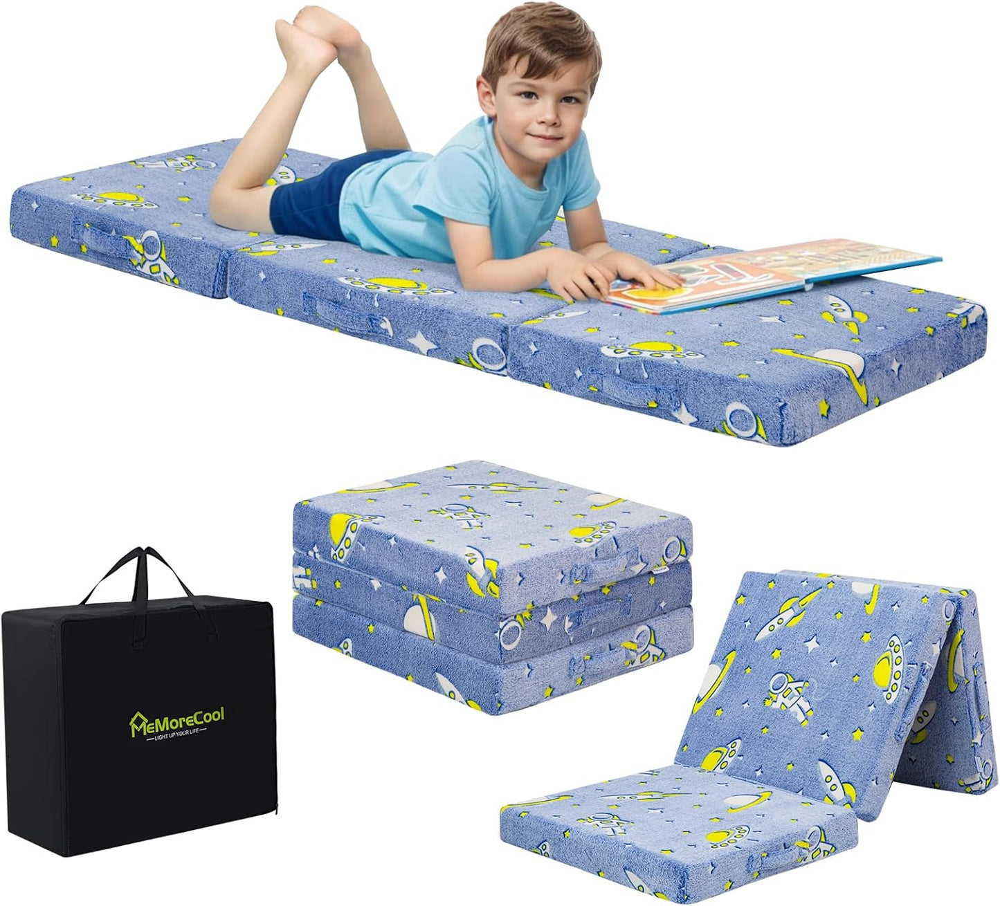 MeMoreCool Foldable Floor Mattress for Kids, Glow in Dark Fun
