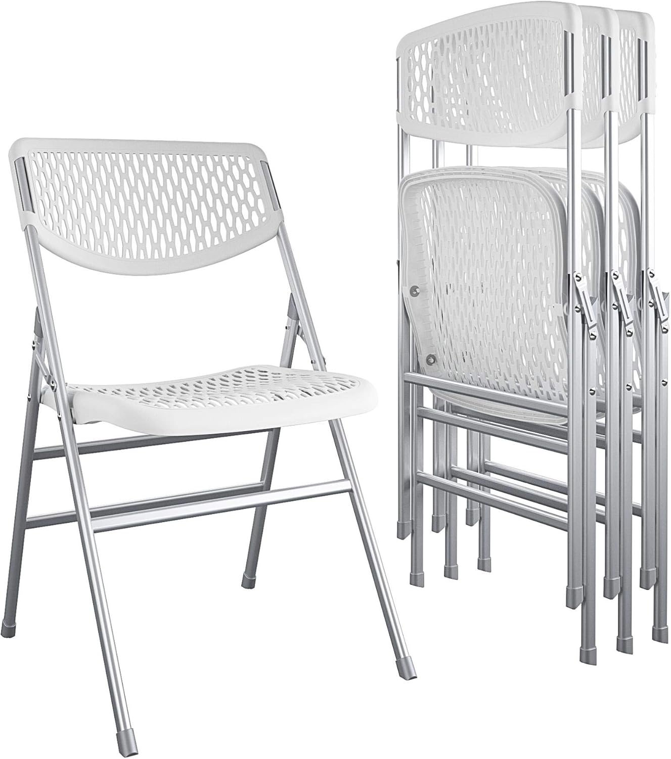 COSCO Commercial XL Folding Chairs, 300 lb. Weight Limit, Set of 4, White