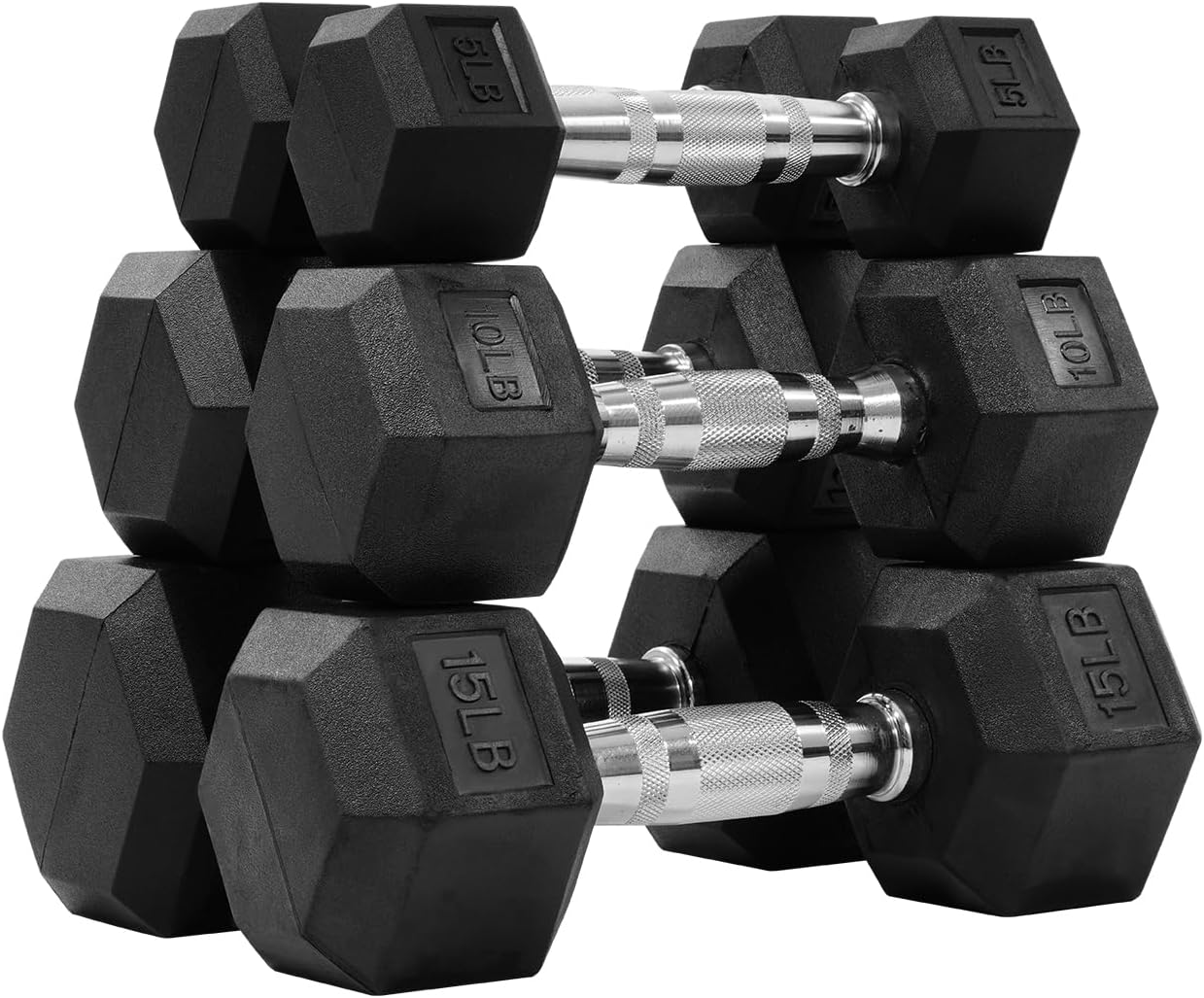 Rubber Encased Hex Dumbbell Set for Muscle Toning & Strength