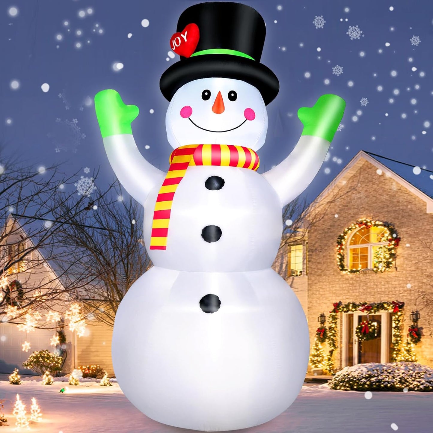 10 FT Christmas Inflatables Snowman with LED Lights for Yard