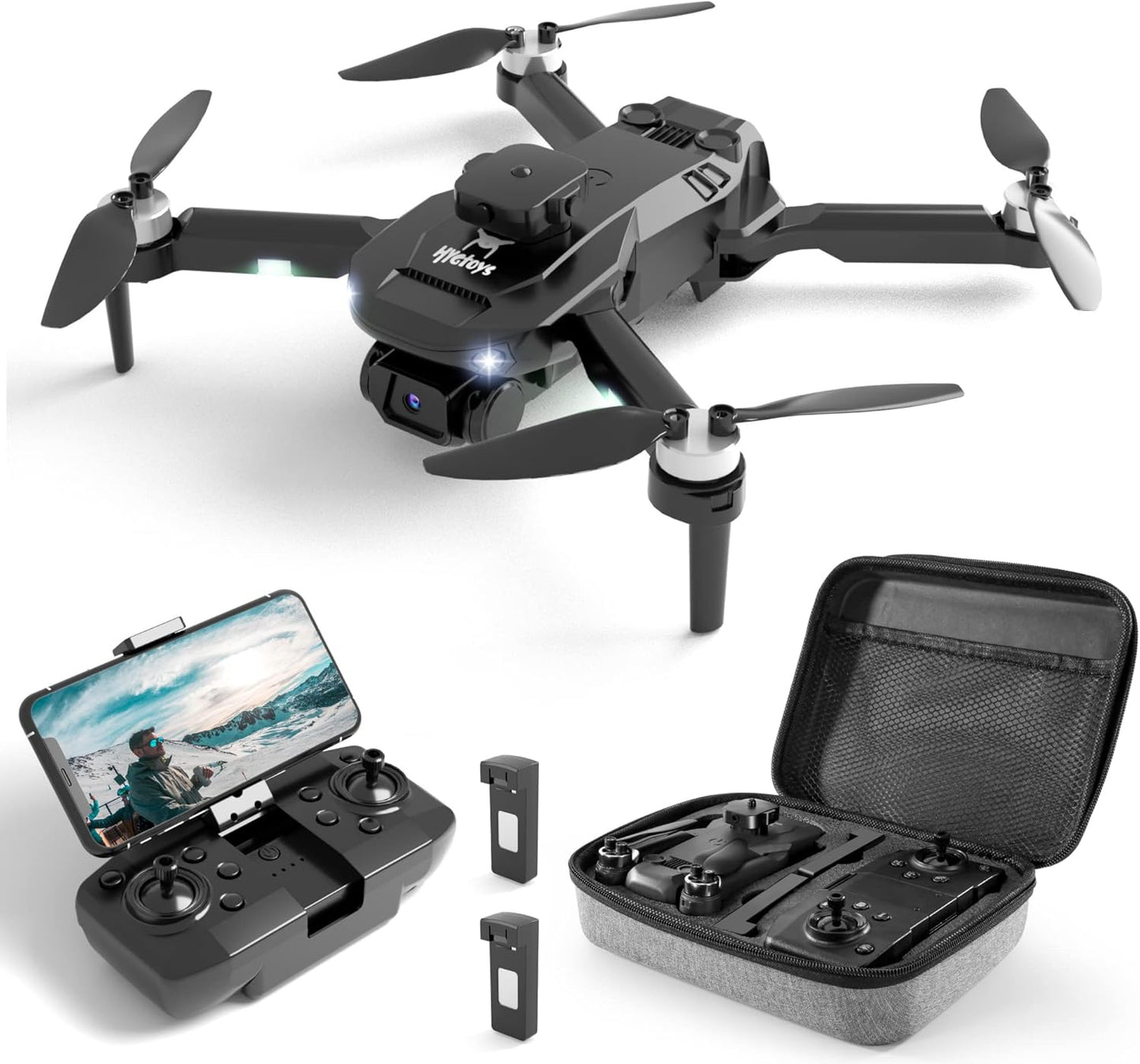 1080P HD Drone w/ Camera & Carrying Case - 2 Batteries, Foldable FPV