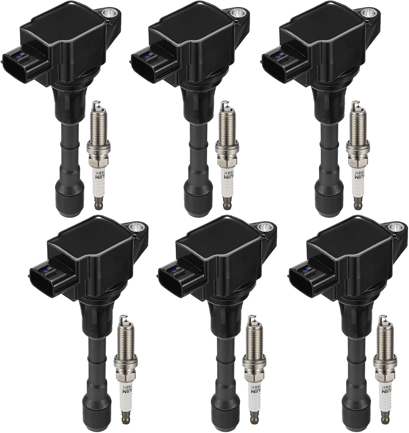 Set of 6 UF550 Ignition Coil Pack and 1406 Spark Plugs for Nissan