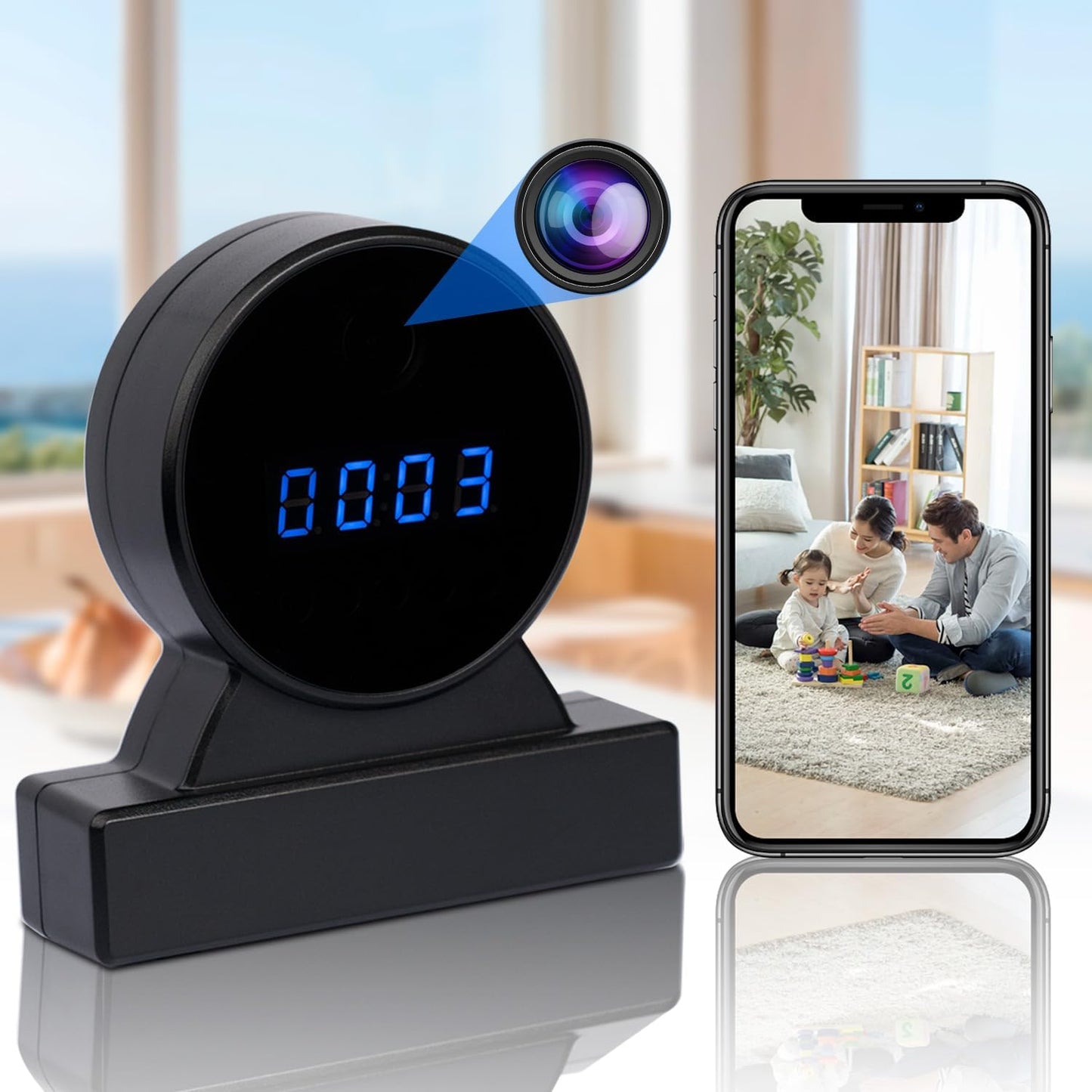 LIBREFLY WiFi Clock Cam - 1080P Full HD Security Spy - Night Vision