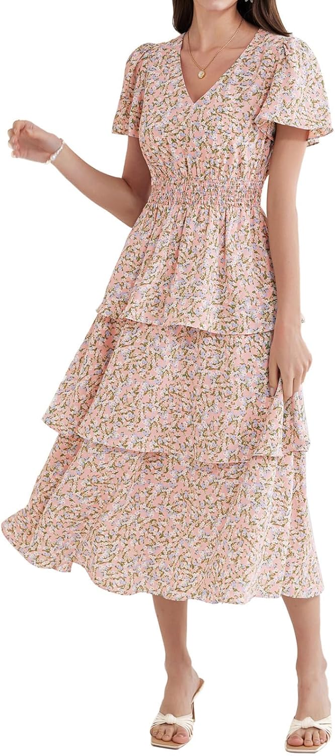 Floral Summer Long Midi Dress for Women - Boho Style Elegance