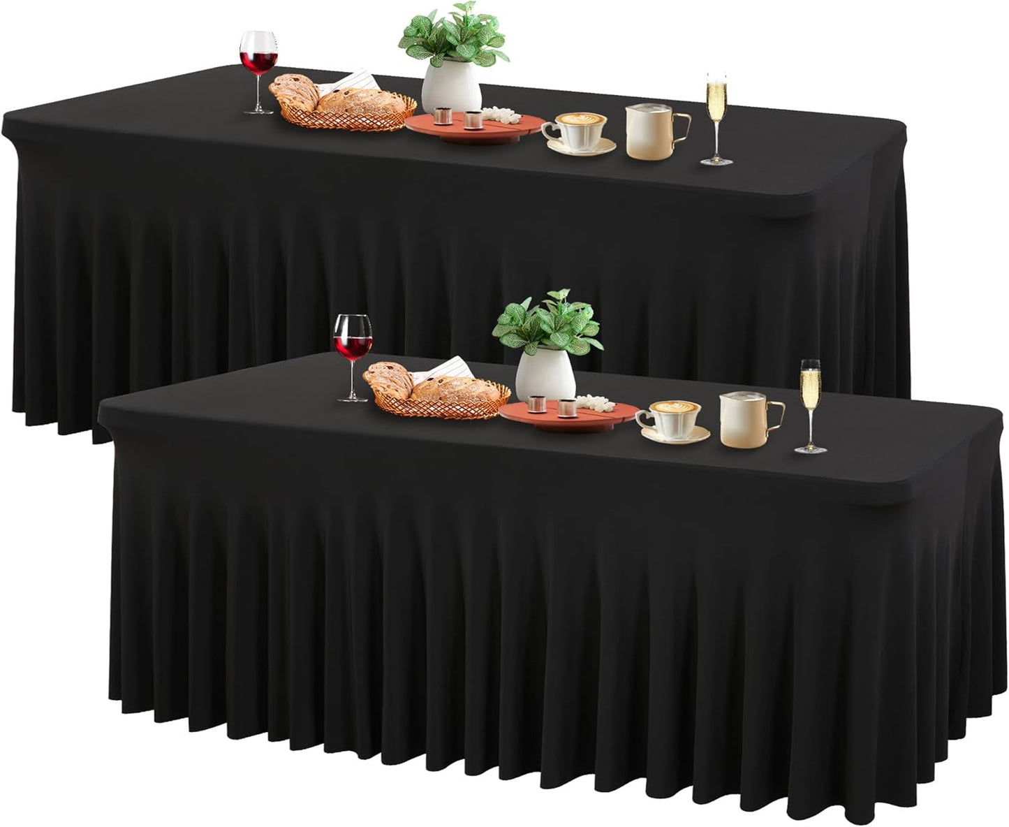 Fitted Black Spandex Table Cloths for 6ft Rectangle Tables