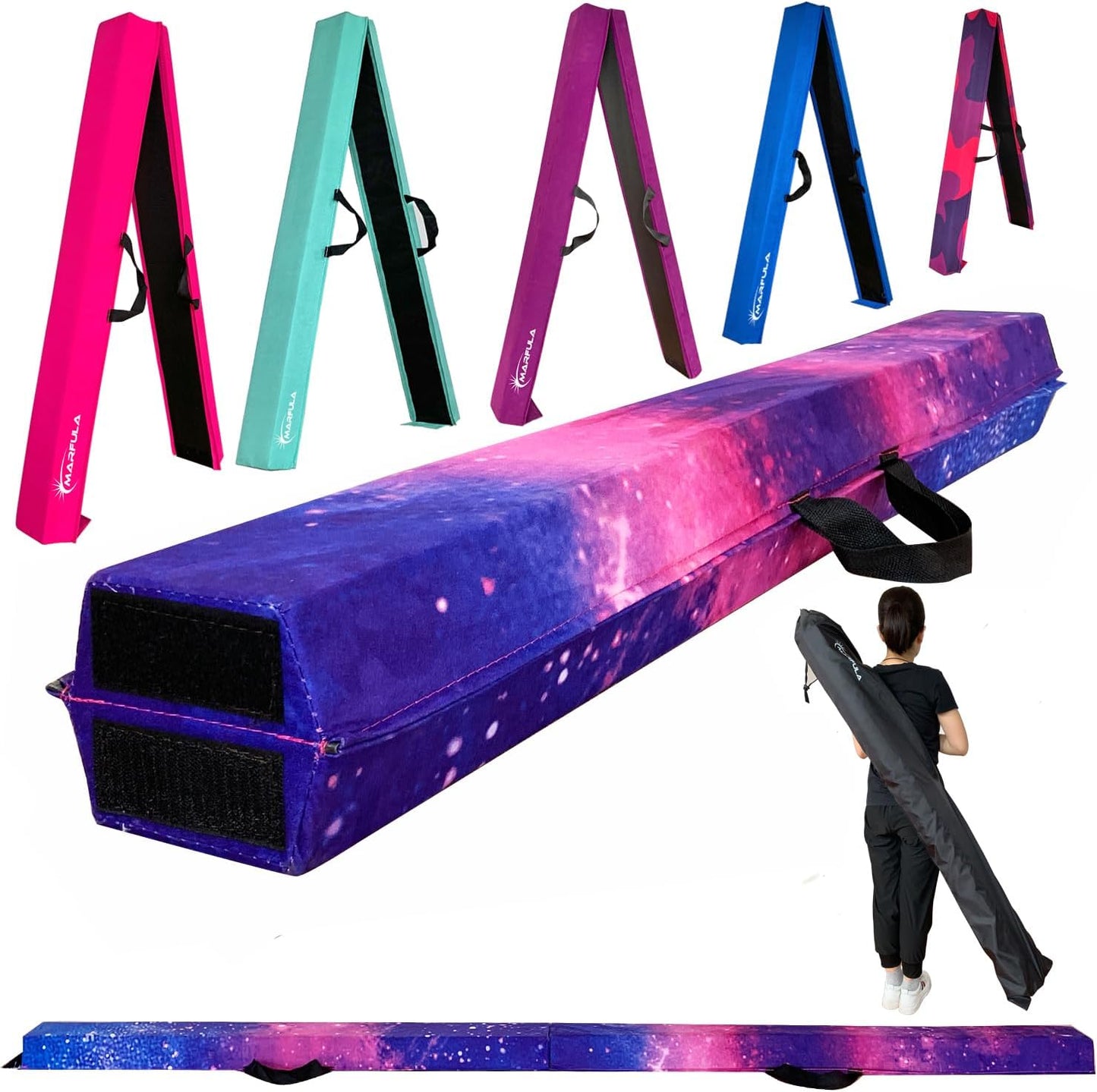 6 FT Folding Gymnastics Beam - Extra Firm Suede Balance Beam