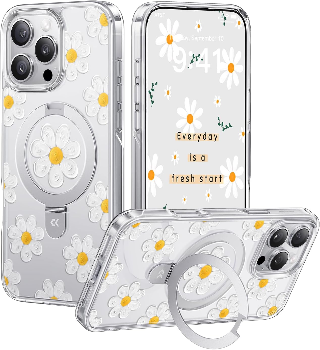CASEKOO Floral Series Oil Painting Daisy iPhone 16 Pro Max Case