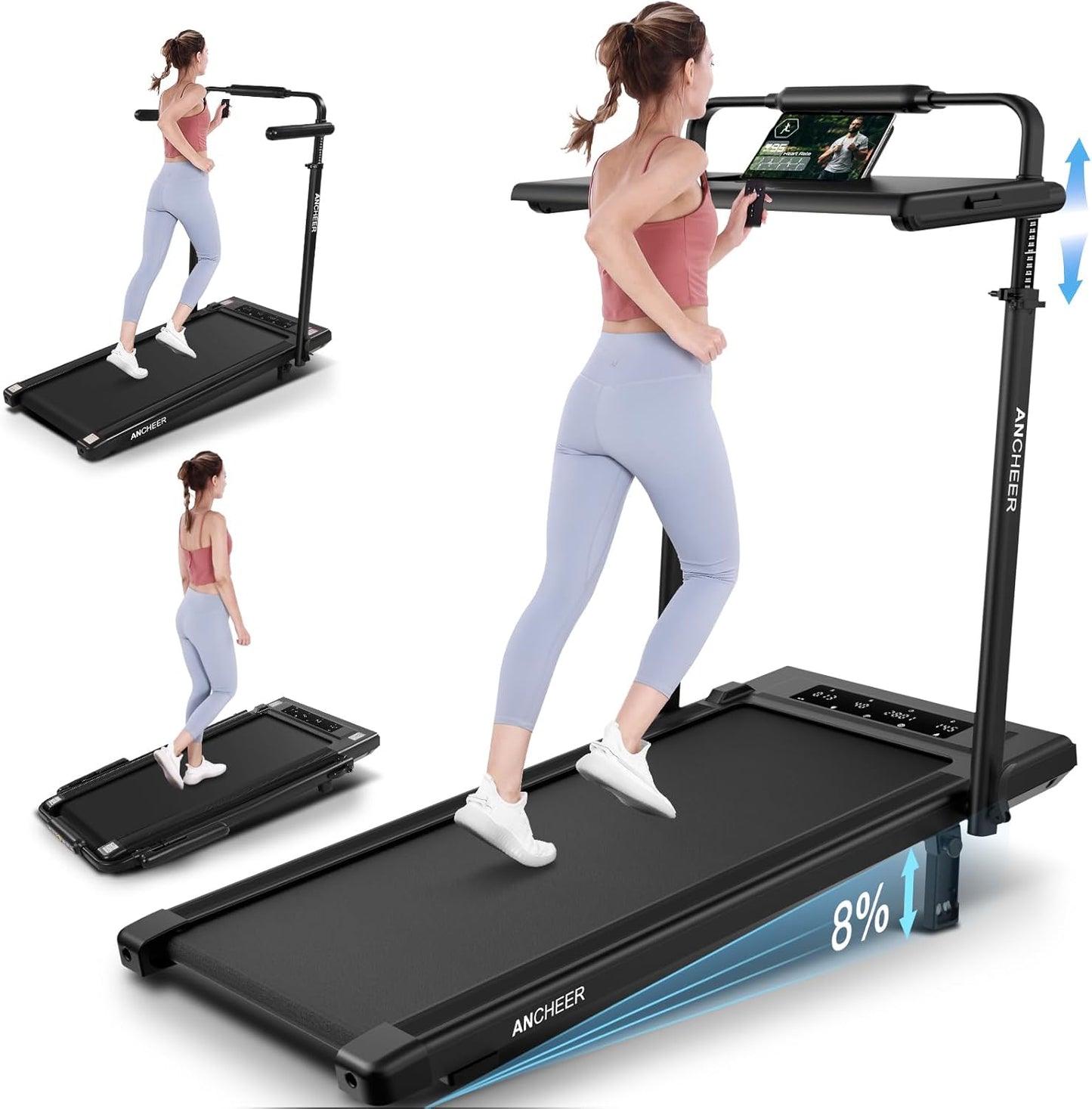 ANCHEER Under Desk Treadmill: Incline & Height Adjustable