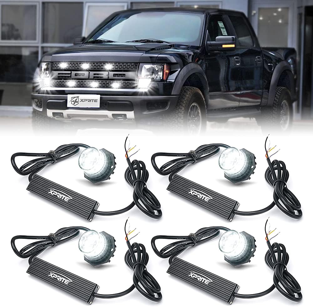 Xprite Hideaway Strobe Lights White LED Kit for Emergency Vehicles