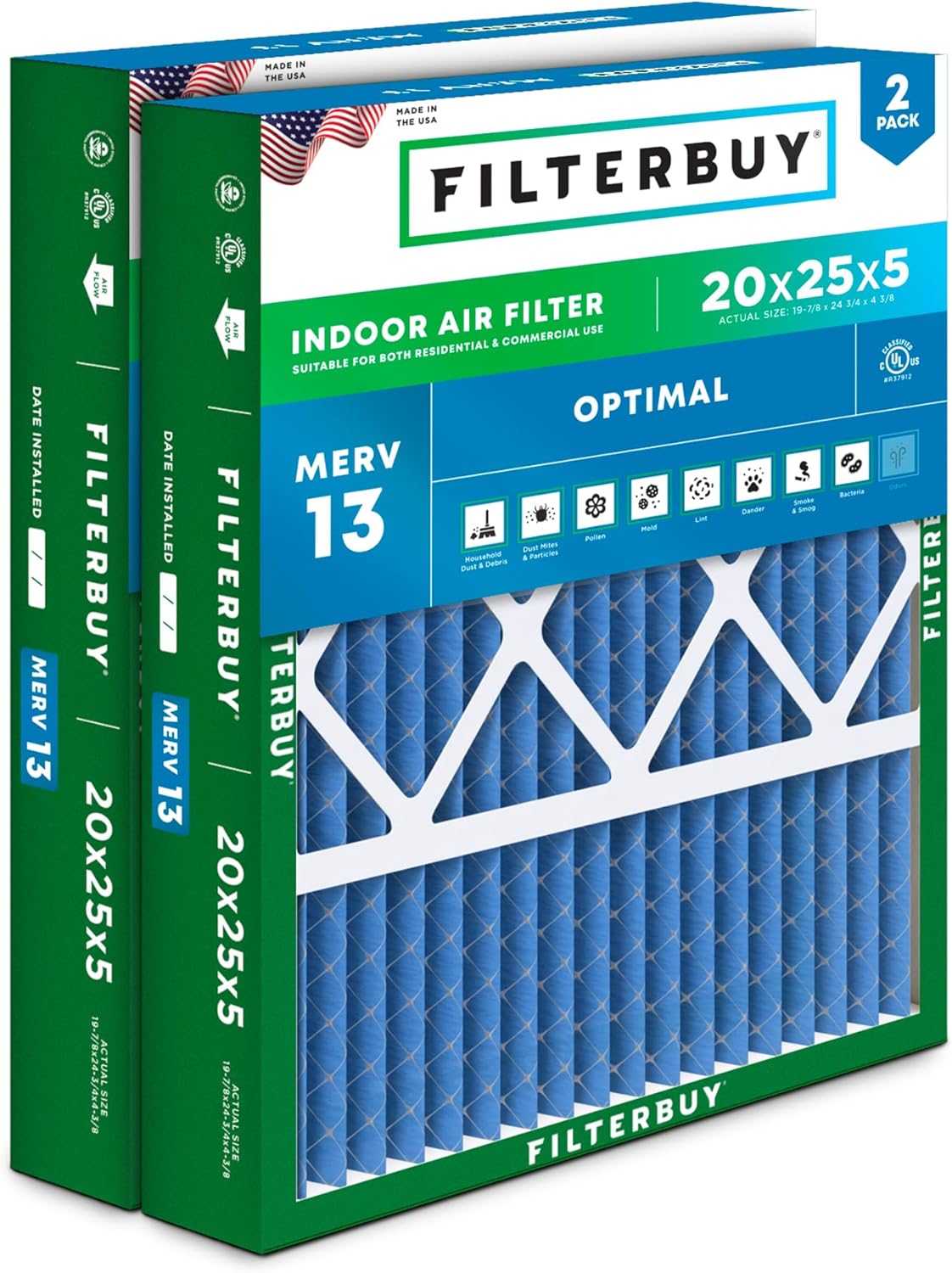 Filterbuy MERV 13 Air Filters (2-Pack) - Ultimate Defense