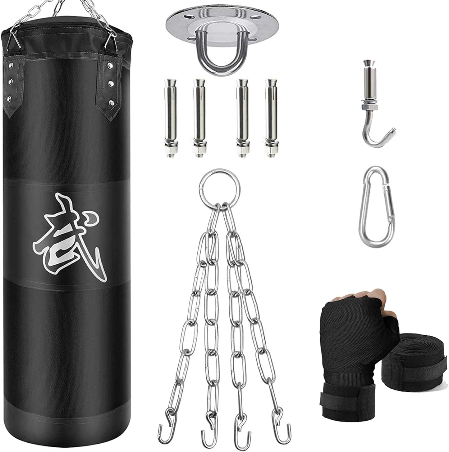 Premium Hanging Punching Bag Set with Hand Wraps - ZERUIDM