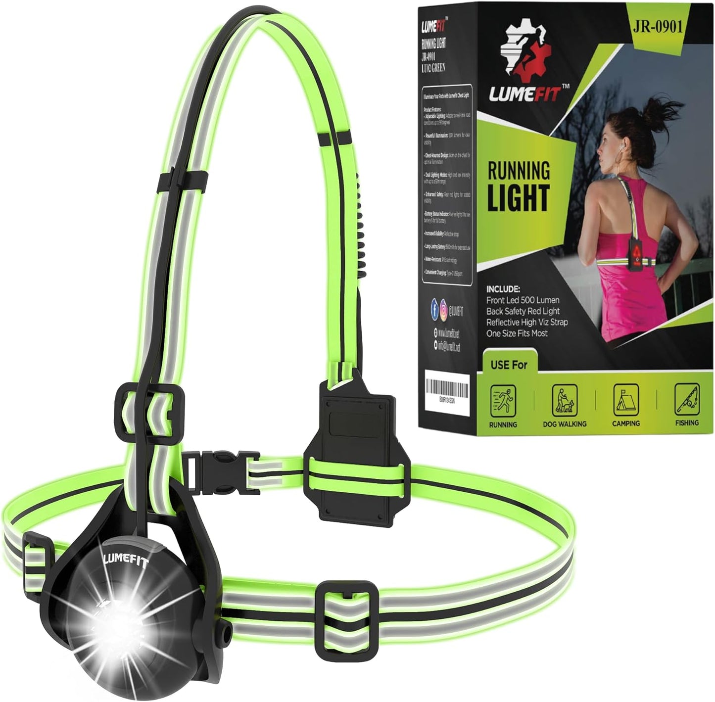 LUMEFIT Reflective LED Chest Light - Night Safety Essential