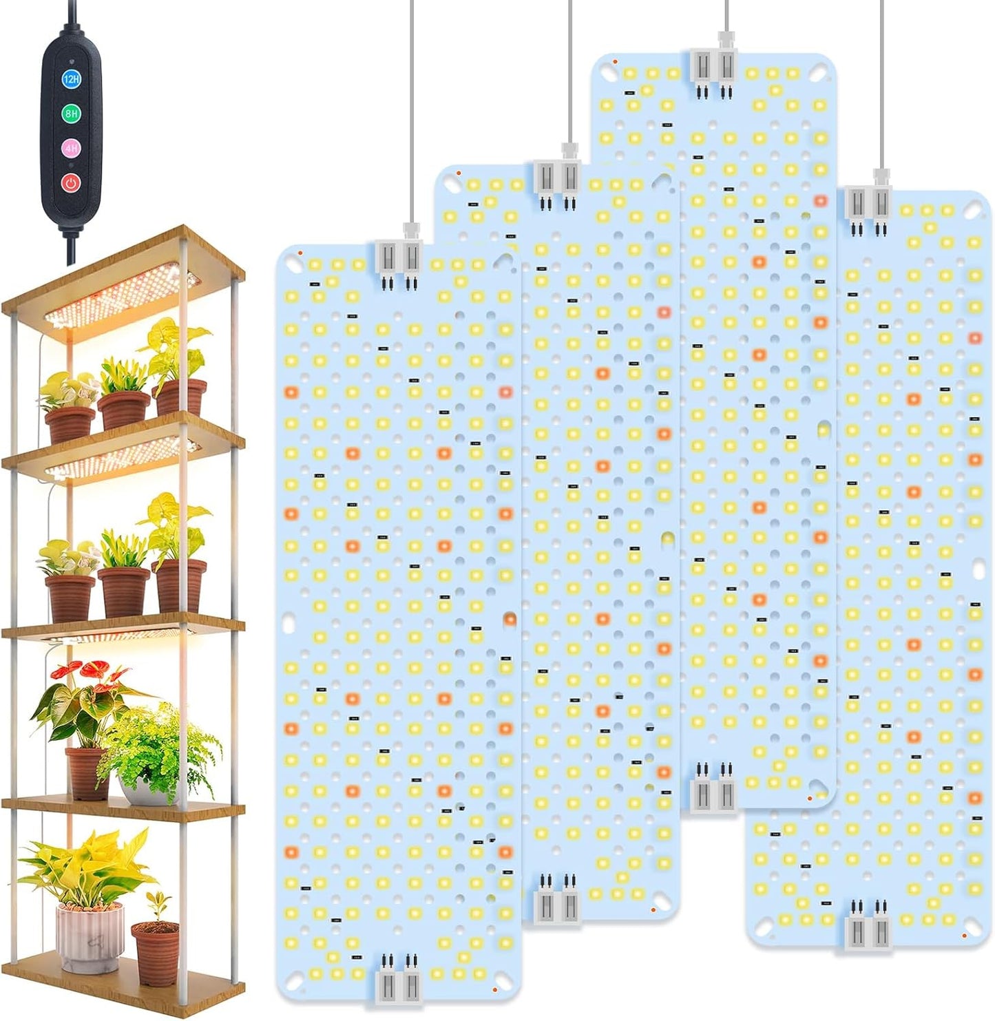 FECiDA 4Pack Grow Lights for Seed Starting with Timer Function