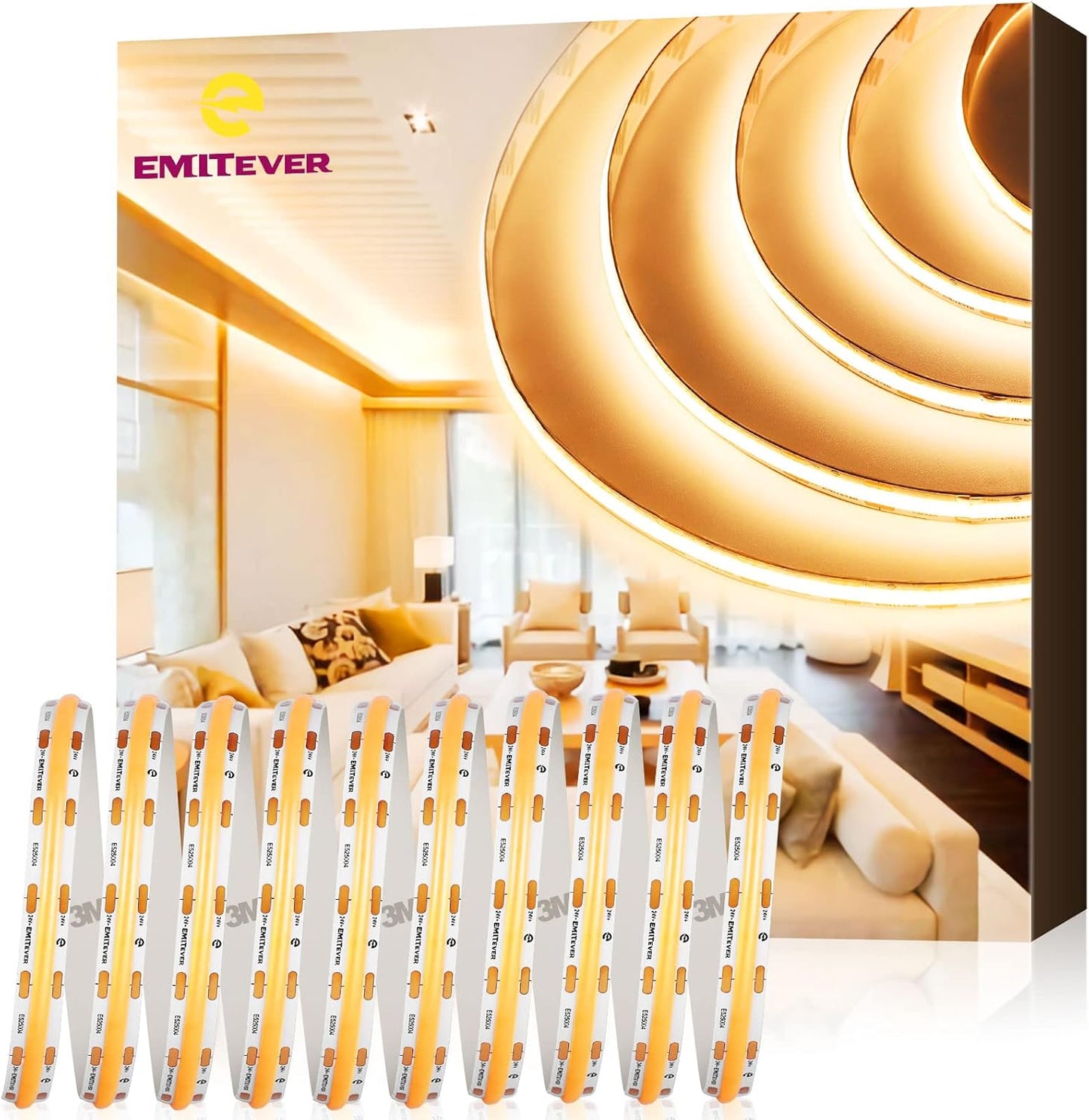 EMITEVER COB LED Strip Lights Warm White for Versatile Lighting