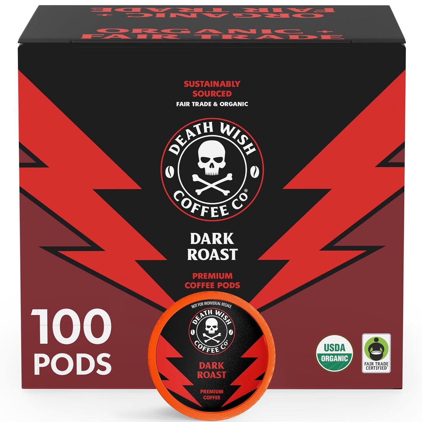 100 Dark Roast Organic Coffee Pods
