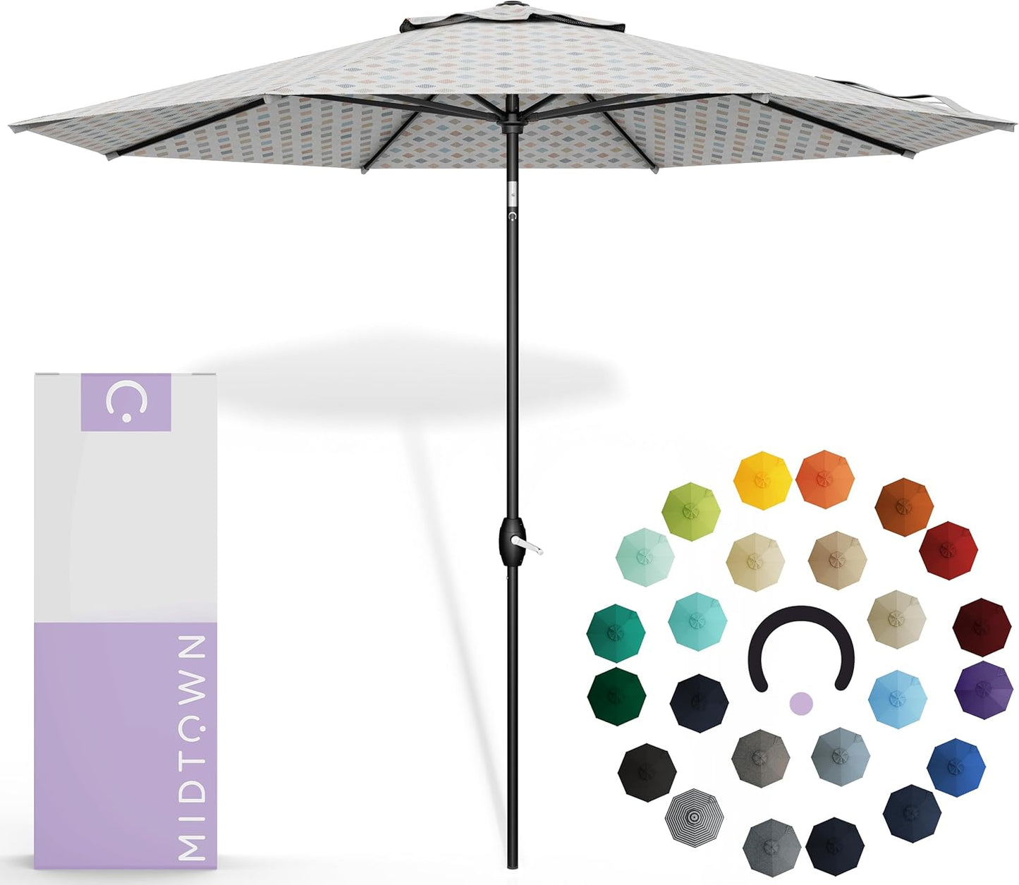 Midtown Umbrellas 9 Feet Outdoor Umbrella with Auto-Tilt Feature