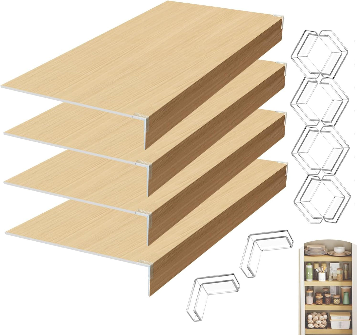 Wire Shelf Covers Set of 4, Durable PVC for Kitchen & Pantry