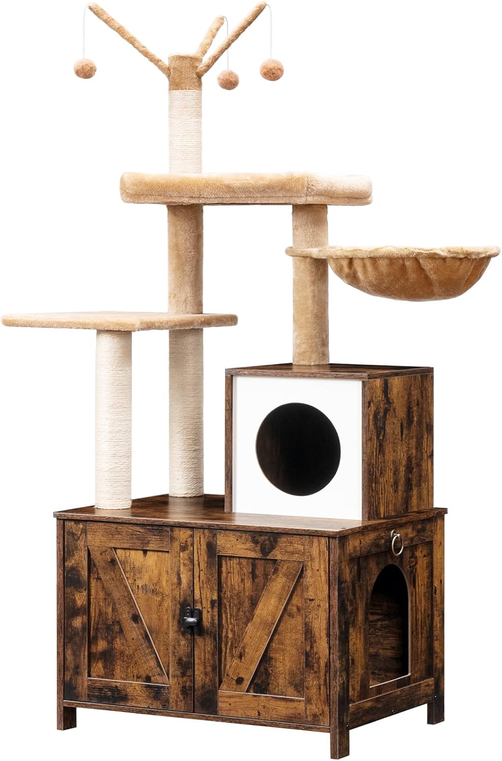 HOOBRO Cat Tree with Litter Box Enclosure for Indoor Use