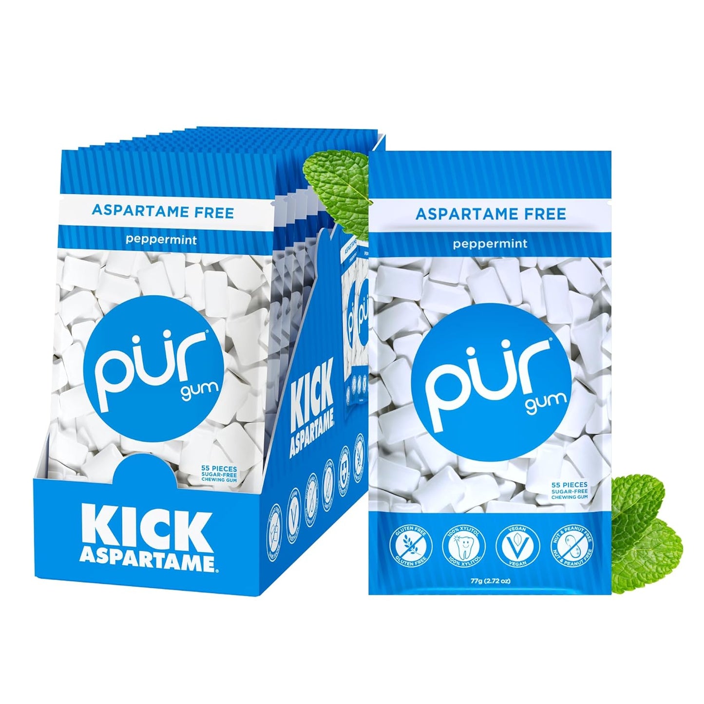 PUR Gum Natural Peppermint Flavor - Aspartame Free Chewing Gum