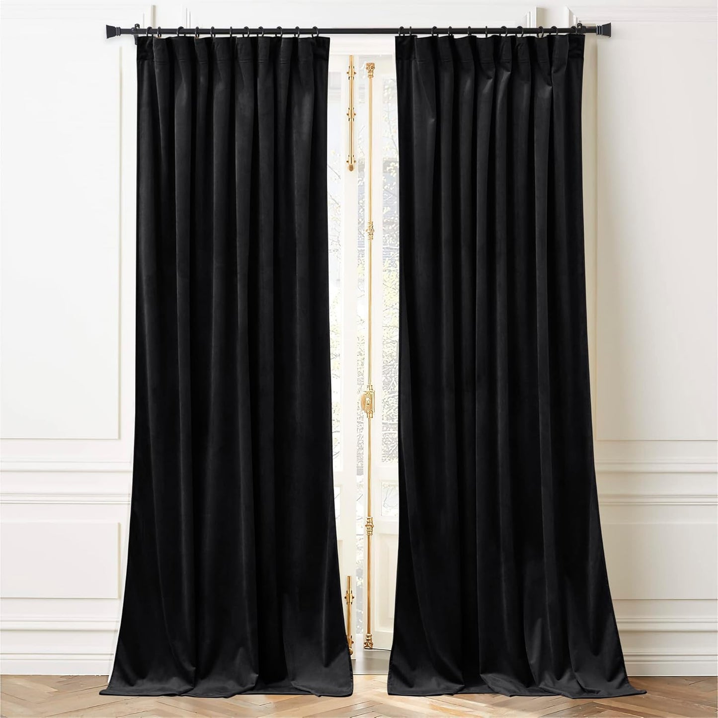 NICETOWN Halloween Black Velvet Curtains - Noise Reducing Film Backdrops