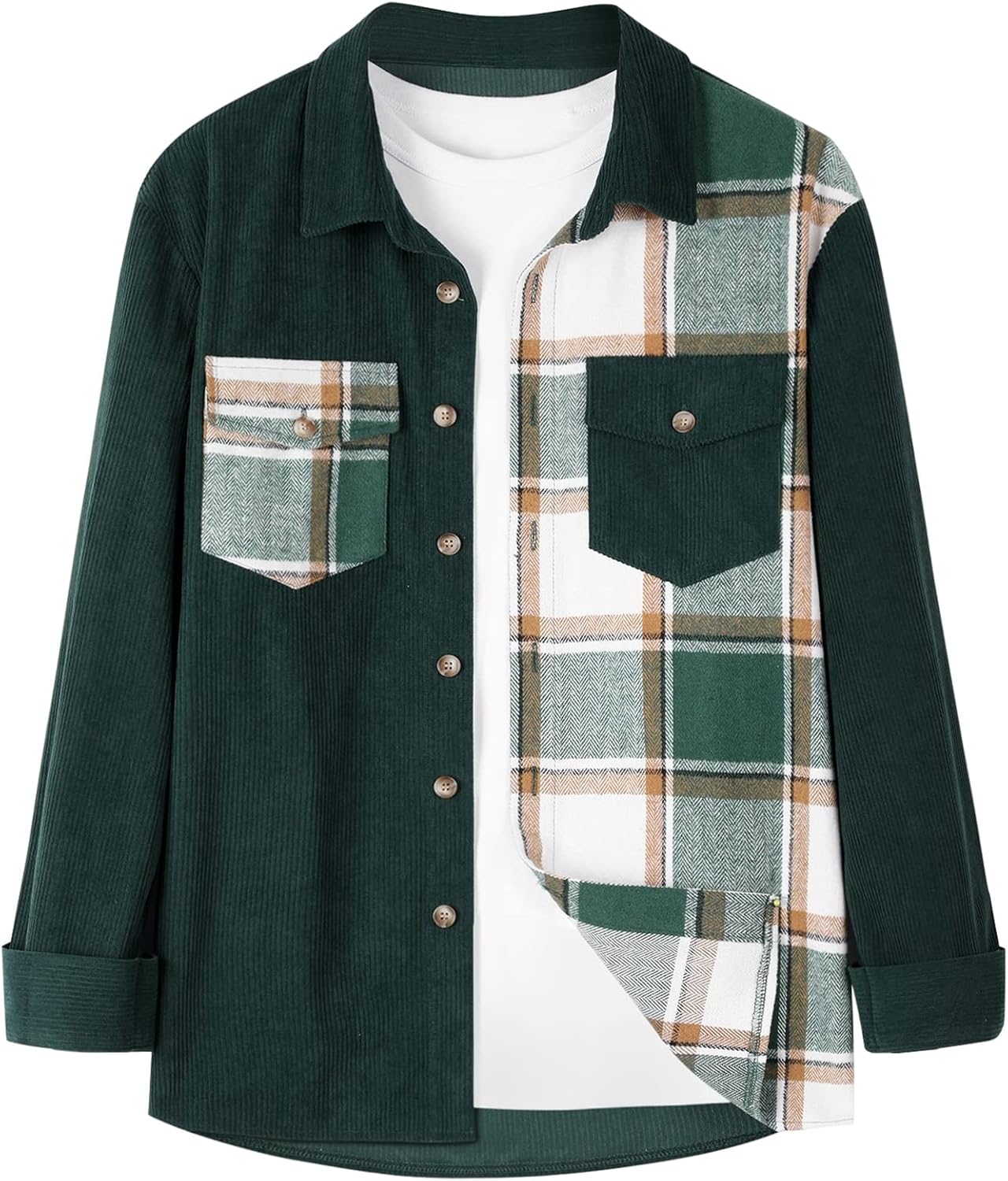 ZAFUL Mens Plaid Shirt - Classic Flannel Button Down Jacket