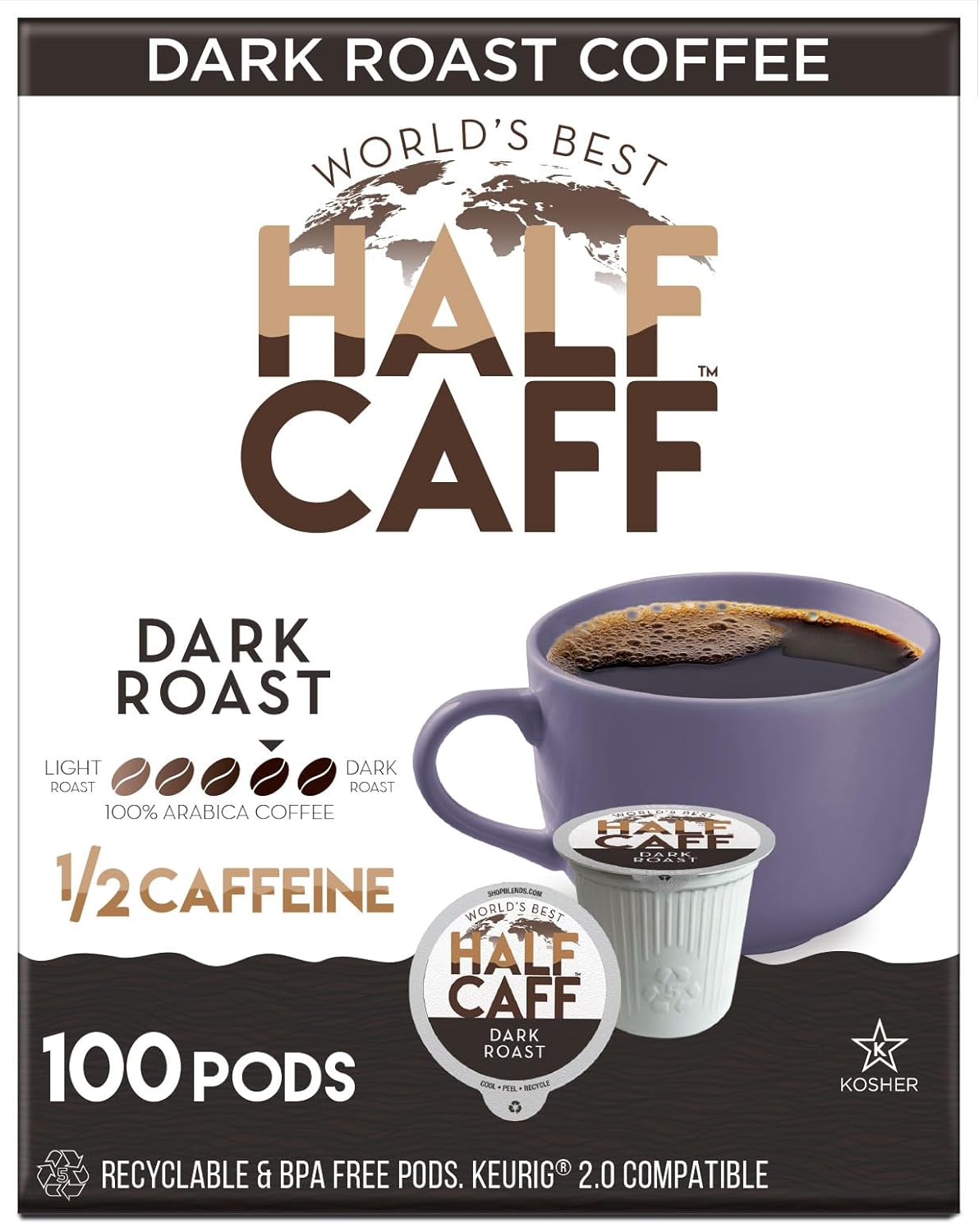 Premium Half Caff Dark Roast Pods - Solar Energy Produced