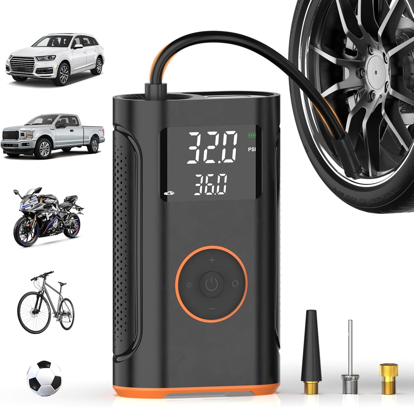Portable Tire Inflator Air Compressor for Cars and Bikes