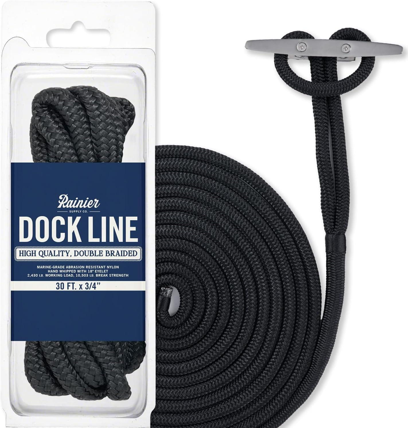Dock Lines for Boats - Premium 30 ft Double Braided Nylon Rope
