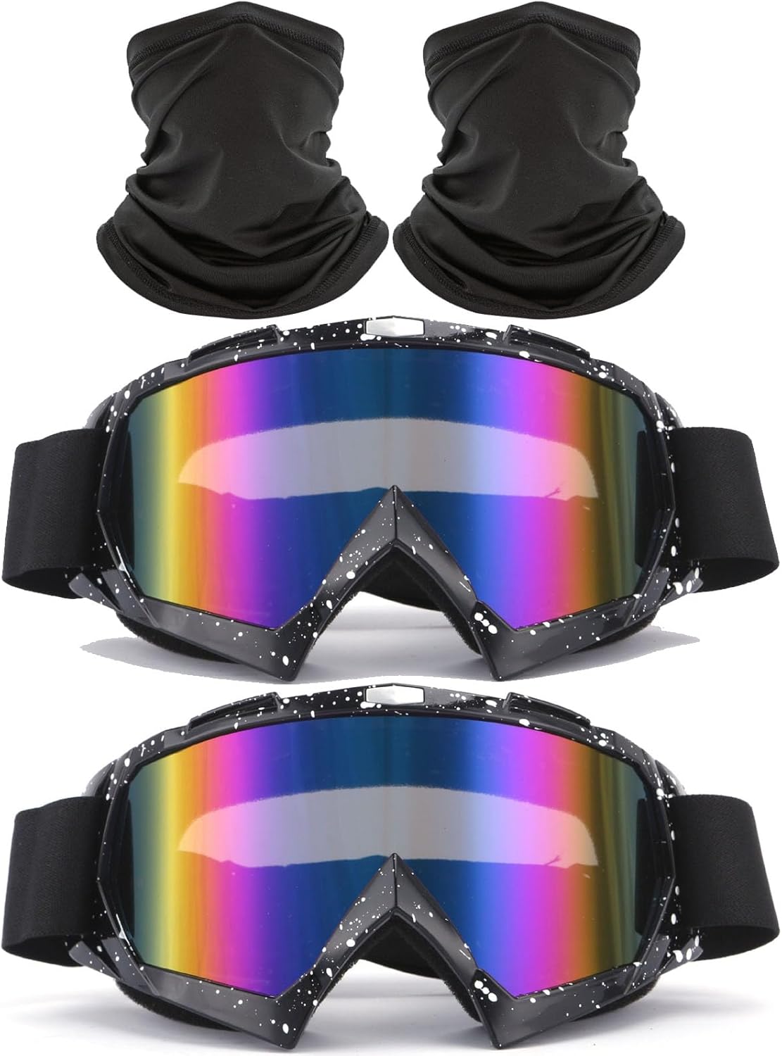 Marble Black Dirt Bike Goggles Set - Fog-Resistant Vision!