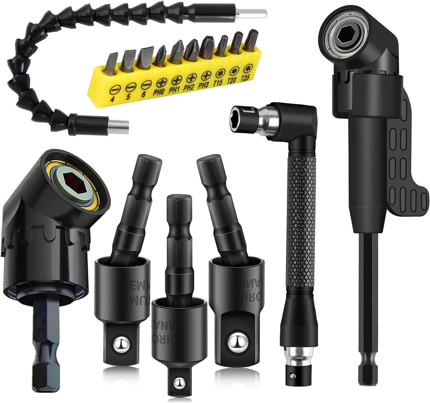 17Pcs Flexible Drill Bit Extension Set for Tight Spaces