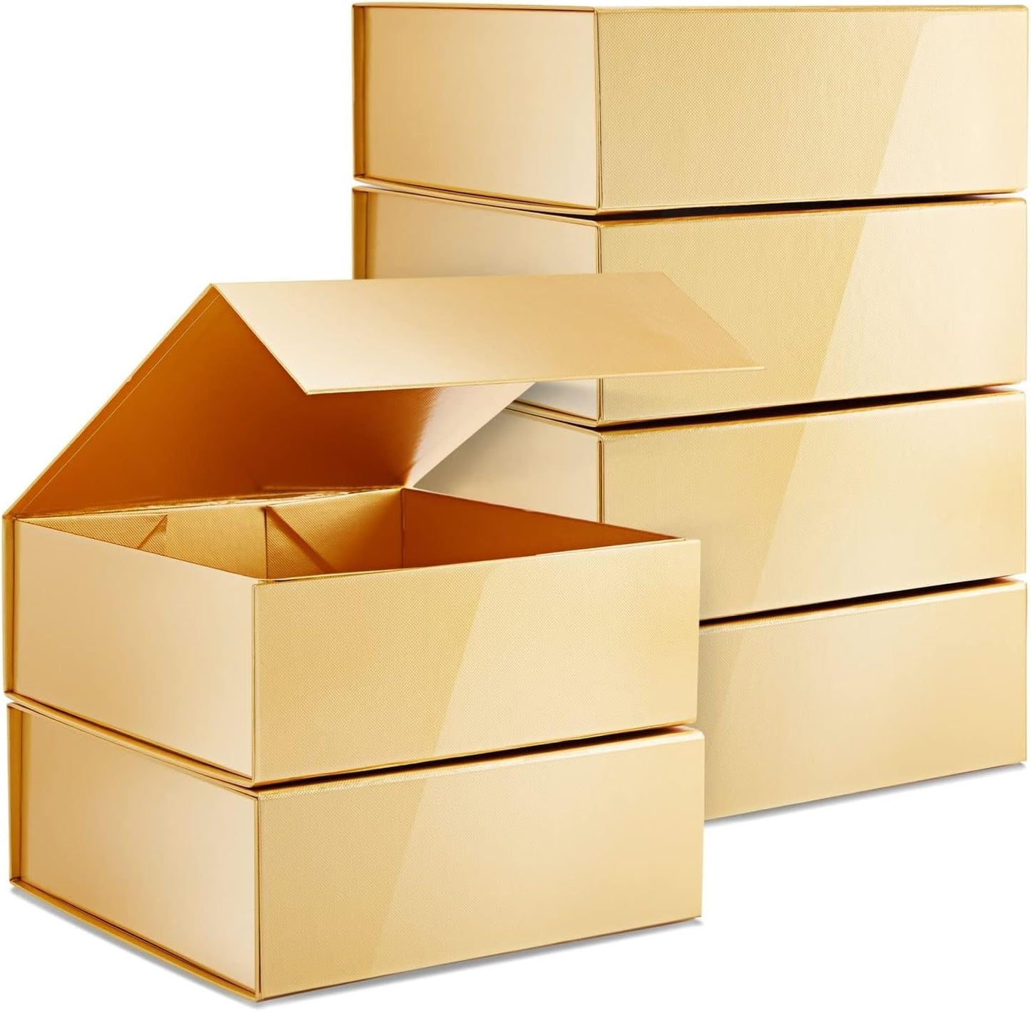 Elegant Glossy Gold Gift Boxes for Weddings and Proposals