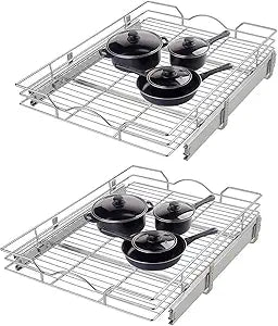 OCG Pull Out Cabinet Organizer 2 Pack for Kitchen and Bathroom