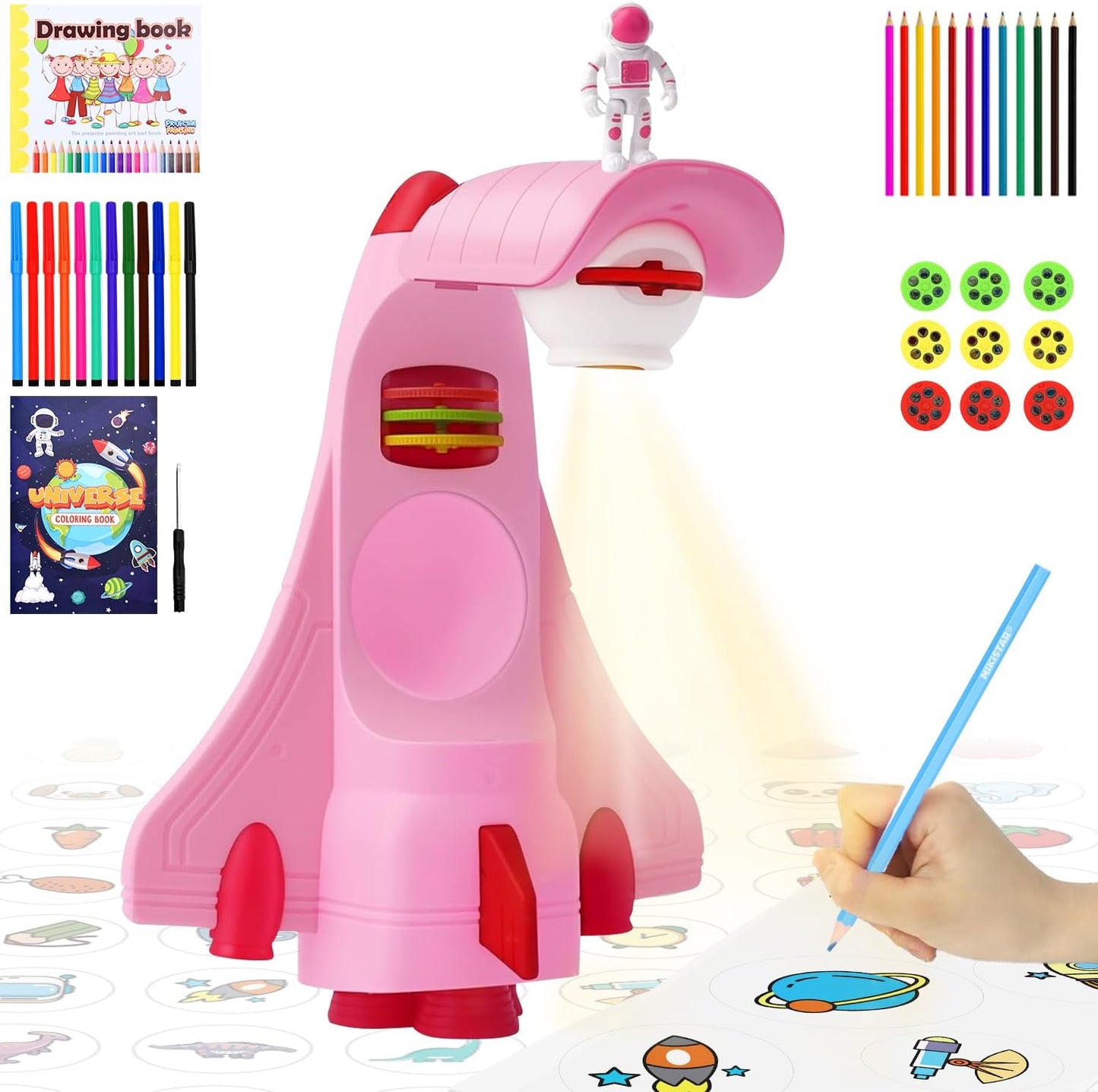 Space Rocket Drawing Projector - Creative Kids Gift